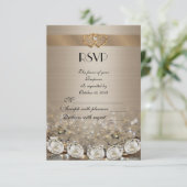 RSVP応答カードの金ゴールドとダイヤモンド 出欠カード (スタンド正面)