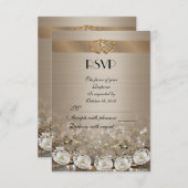 RSVP応答カードの金ゴールドとダイヤモンド 出欠カード (正面/裏面)
