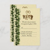 RSVP応答カードアイリッシュシャームロック 出欠カード (正面/裏面)