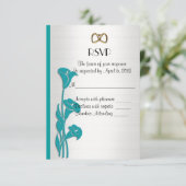 RSVP応答カードコールリリーターコイズ 出欠カード (スタンド正面)