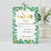 RSVP応答カードジャングル動物植物 招待状 (スタンド正面)