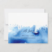 RSVP応答カードスタイリッシュネイビー青色 出欠カード (裏面)