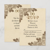RSVP応答カードセピアバラ 出欠カード (正面/裏面)
