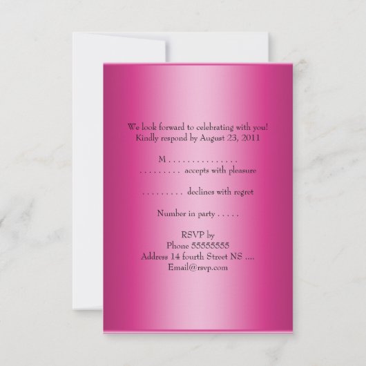 RSVP応答カードピンクすべてのイベント 出欠カード (裏面)