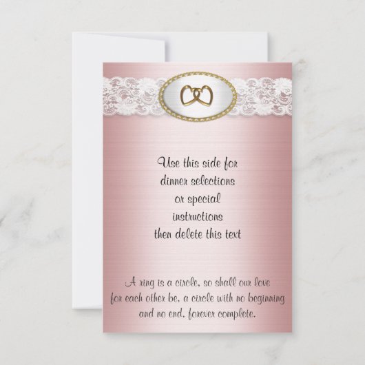 RSVP応答カードピンクのサテンルック 出欠カード (裏面)