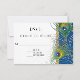 RSVP応答カードピーコック羽根インディアン結婚ズ 出欠カード