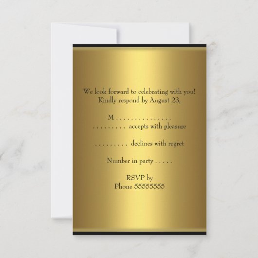 RSVP応答カードブラック金ゴールドすべてのイベント 出欠カード (裏面)