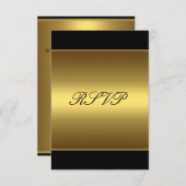 RSVP応答カードブラック金ゴールドすべてのイベント 出欠カード (正面/裏面)
