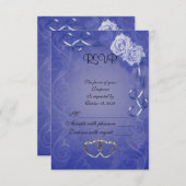 RSVP応答カードブルーバラ 出欠カード (正面/裏面)