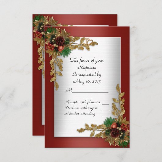 RSVP応答カードホリデイ結婚式招待状 出欠カード (正面/裏面)