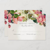 RSVP応答カードモダンタイポグラフィヴィンテージバラ 出欠カード (正面/裏面)