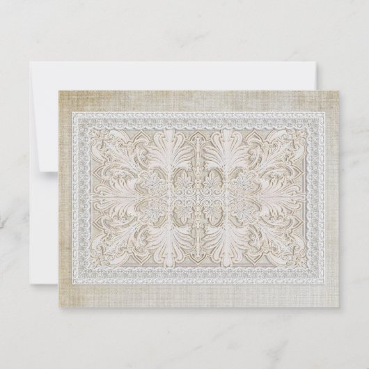 RSVP応答カードレースエージド素朴ヴィンテージリネン 出欠カード (裏面)