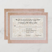 RSVP応答カードレースエージド素朴ヴィンテージリネン 出欠カード (正面/裏面)