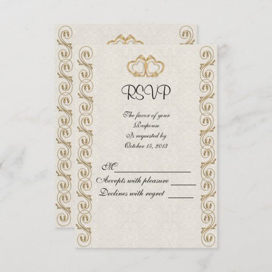 RSVP応答カード伝統的 出欠カード (正面/裏面)