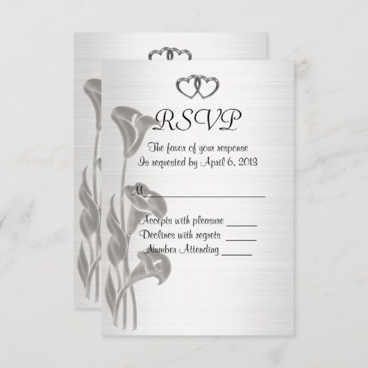 RSVP応答カード呼び出しユリ 出欠カード (正面/裏面)