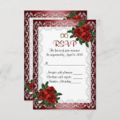 RSVP応答カード赤いバラ 出欠カード (正面/裏面)