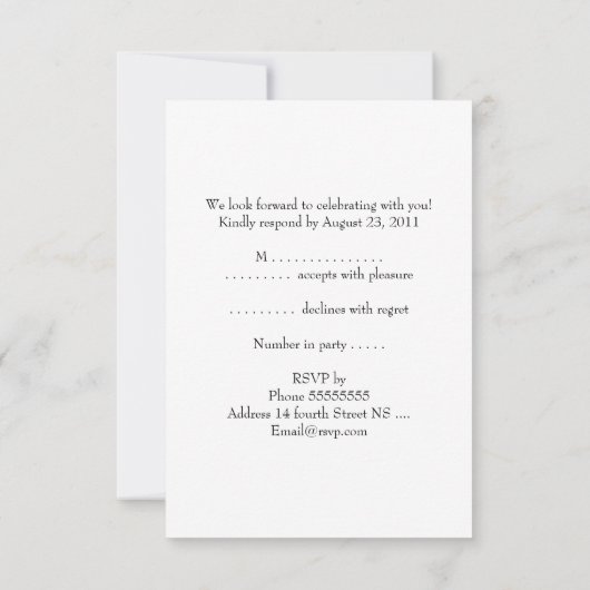 RSVP応答カード赤い白すべてのイベント 出欠カード (裏面)