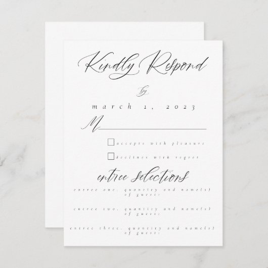 RSVP応答カード (正面/裏面)