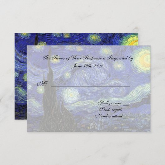 RSVP応答カード 出欠カード (正面/裏面)