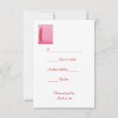 RSVP応答カード、赤いピンクの羽 出欠カード (裏面)