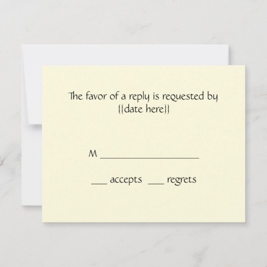 RSVP応答カード、Gustavクリムトによるキス 出欠カード (裏面)