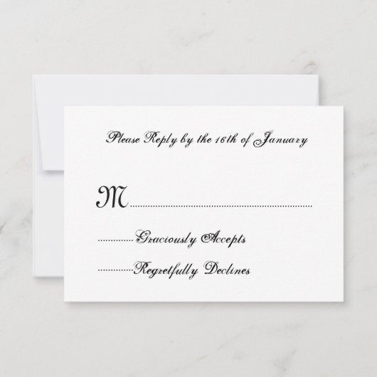 RSVP応答カードV16ピンクおよびブラックのレース 出欠カード (裏面)