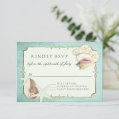 RSVP応答サマービーチショア結婚シェル 出欠カード (スタンド正面)