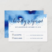 RSVP応答ネイビー頭が切れるブルーの水色 出欠カード (正面/裏面)