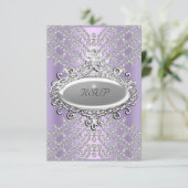 RSVP応答パーティー薄紫紫ホワイトダイヤモンド 出欠カード (スタンド正面)