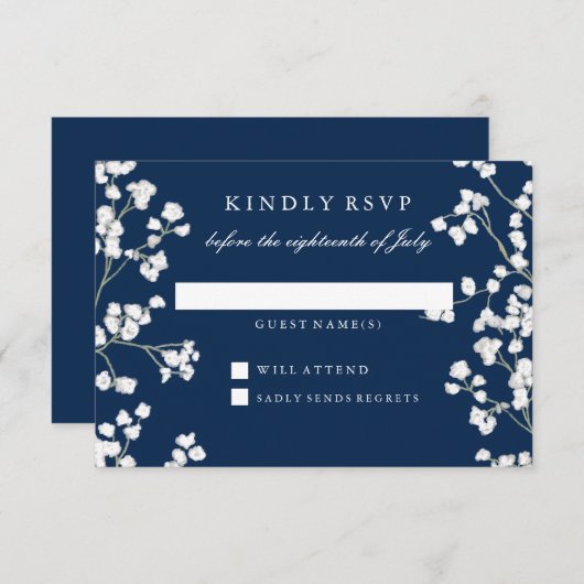 RSVP応答ベビーの呼吸フローラ結婚リース 出欠カード (正面/裏面)