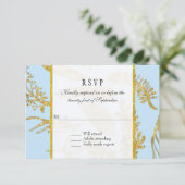 RSVP応答モダン手描きリーフ離れ金ゴールド 出欠カード (スタンド正面)