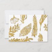 RSVP応答モダン手描きリーフ離れ金ゴールド 出欠カード (裏面)