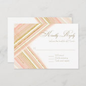 RSVP応答モダン行のアールデコフェイク金ゴールド 出欠カード (正面/裏面)