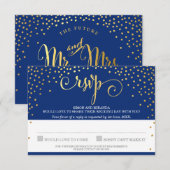 RSVP応答ラスチックスタイリッシュミニ金ゴールド紙吹雪ネイビー 出欠カード (正面/裏面)