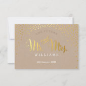 RSVP応答ラスティックスタイリッシュミニ金ゴールド紙吹雪クラフト 出欠カード (裏面)