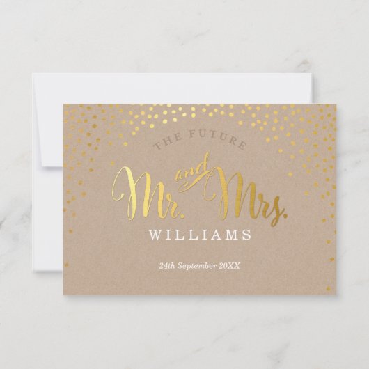 RSVP応答ラスティックスタイリッシュミニ金ゴールド紙吹雪クラフト 出欠カード (裏面)