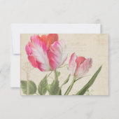RSVP応答ヴィンテージ植物性オウムのチューリップアート 出欠カード (裏面)
