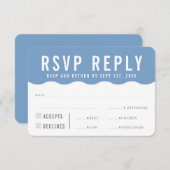 RSVP応答可愛いモダン波はっきりした青 出欠カード (正面/裏面)