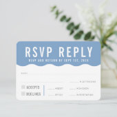 RSVP応答可愛いモダン波はっきりした青 出欠カード (スタンド正面)