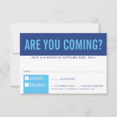 RSVP応答応答おもしろいはっきりしたブロック王室の青 出欠カード (正面)