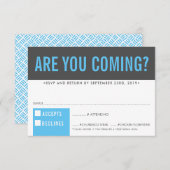 RSVP応答応答おもしろいブロックはっきりしたグレーアクアブルー 出欠カード (正面/裏面)
