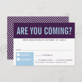 RSVP応答応答おもしろいブロック茄子淡い色の青 出欠カード (正面/裏面)