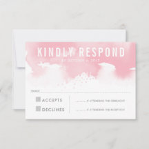 RSVP応答水色モダン赤面ピンク
