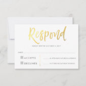 RSVP応答金ゴールドフェイクタイプgray 出欠カード (正面)