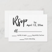 RSVP手書きモダン白黒結婚の 出欠カード (正面/裏面)