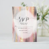 RSVP抽象芸術ブラシストローク赤面金ゴールド炭 出欠カード (スタンド正面)