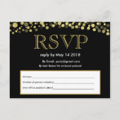 RSVP招待状はがき黒と金ゴールド インビテーションポストカード (正面)