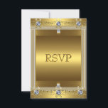RSVP招待状60th Birthday Party金ゴールド 出欠カード<br><div class="desc">RSVP招待状60th Birthday Party金ゴールドデザイン，大人企業の</div>