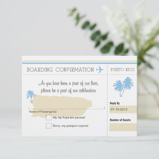 RSVP搭乗券プエルトリコ 出欠カード (スタンド正面)
