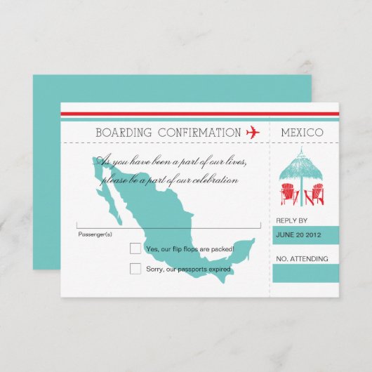 RSVP搭乗券メキシコへ 出欠カード (正面/裏面)